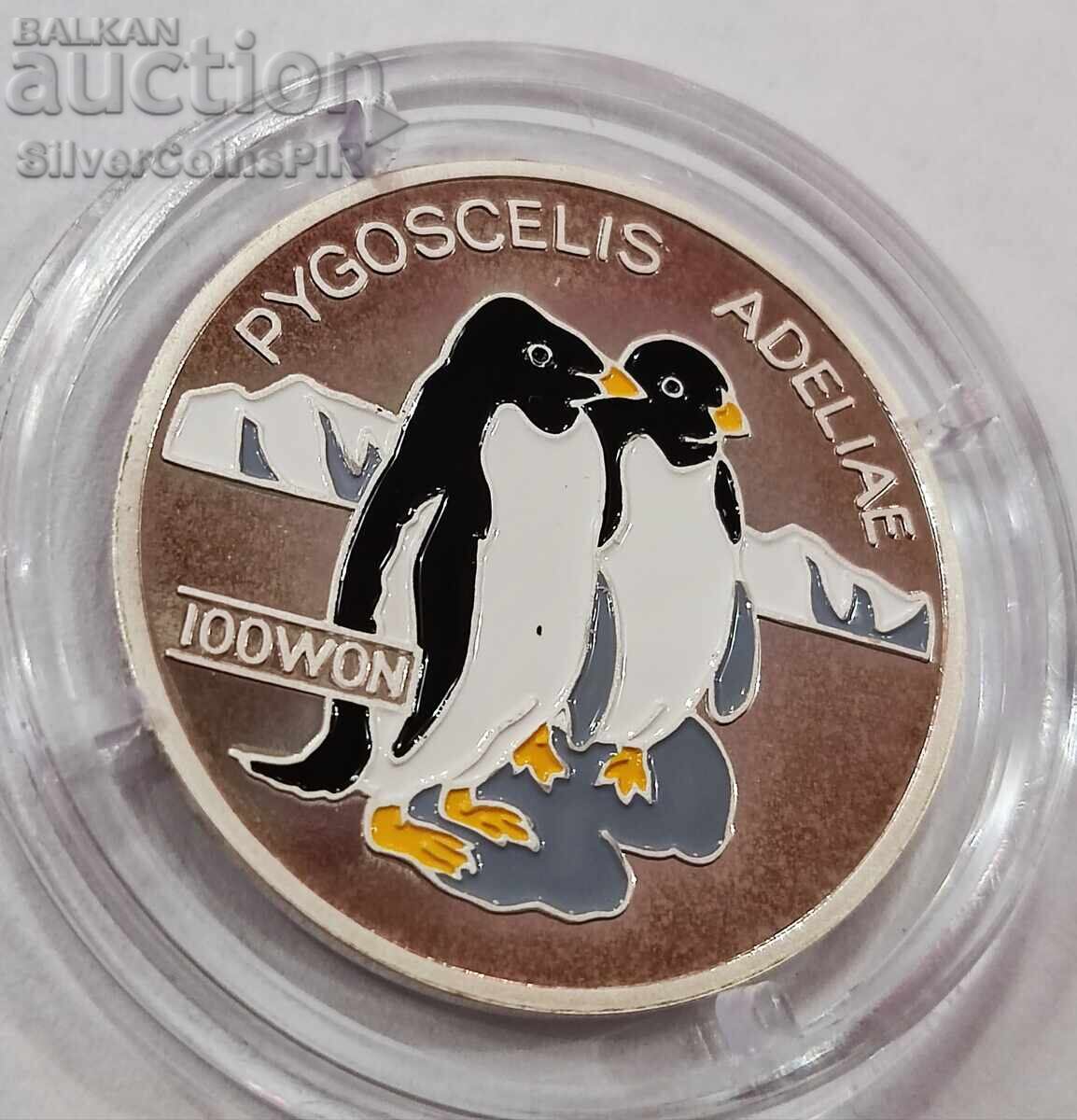 Ασήμι 100 Γουόν Πιγκουίνοι 1995 Κορέα Διατήρηση της Πανίδας με τιμή 34.00 BGN | € 17.38 Ασήμι 100 Γουόν Πιγκουίνοι 1995 Κορέα Διατήρηση της Πανίδας με τιμή 34.00 BGN | € 17.38