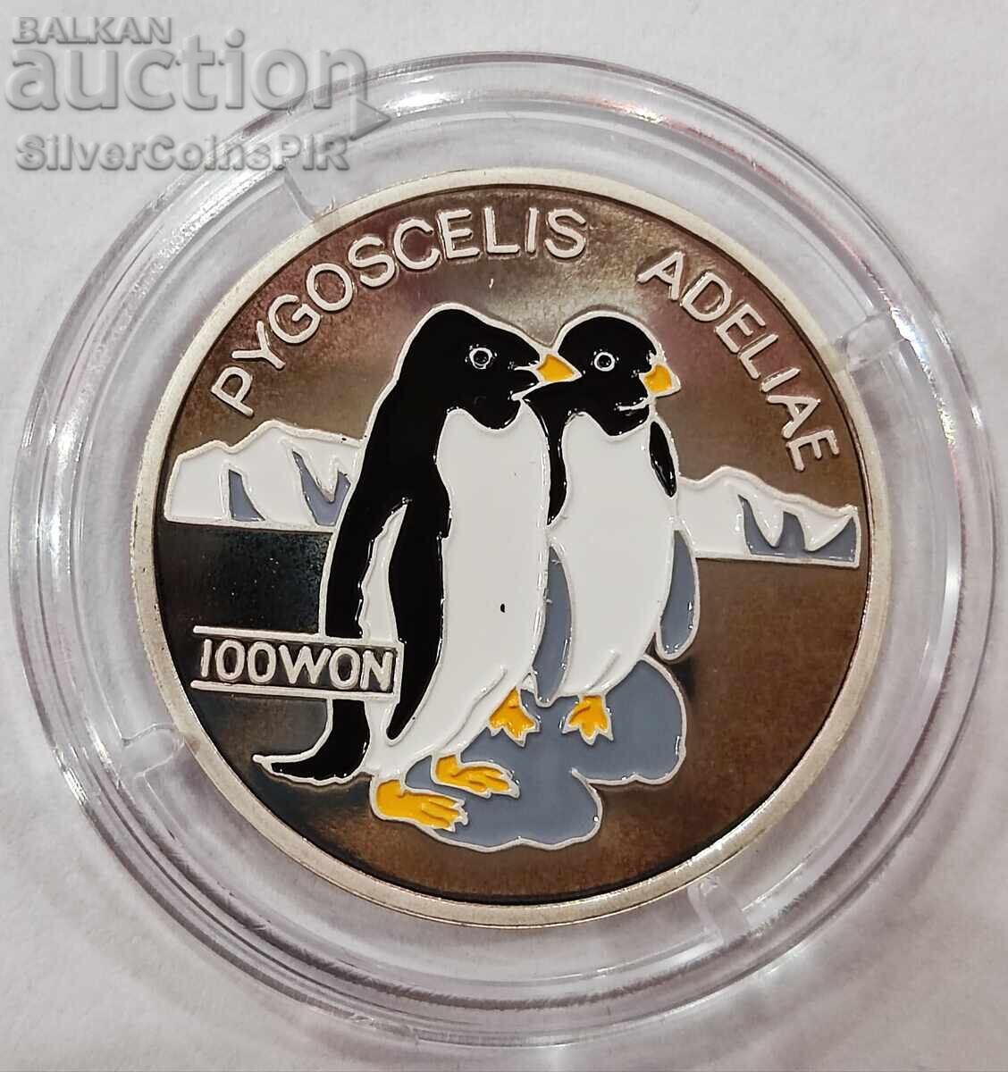 Ασήμι 100 Γουόν Πιγκουίνοι 1995 Κορέα Διατήρηση της Πανίδας Ασήμι 100 Γουόν Πιγκουίνοι 1995 Κορέα Διατήρηση της Πανίδας