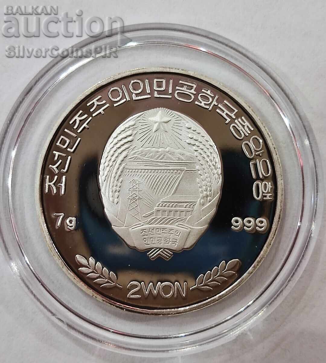 Auction  Silver 2 Won Panda 2007 Korea Fauna Protection