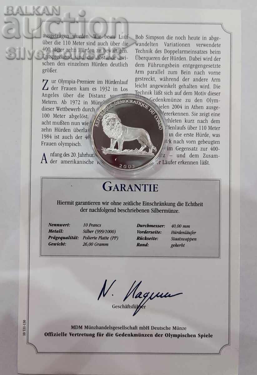 Δημοπρασία Ασήμι 10 Φράγκα Δρόμος με Εμπόδια 2003 Κονγκό Ολυμπιάδα Δημοπρασία Ασήμι 10 Φράγκα Δρόμος με Εμπόδια 2003 Κονγκό Ολυμπιάδα