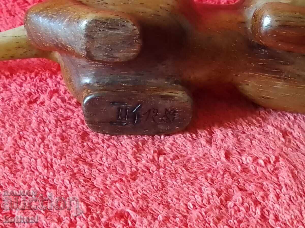 Παλιά ξυλόγλυπτη φιγούρα Γάτας που κυνηγά - 6