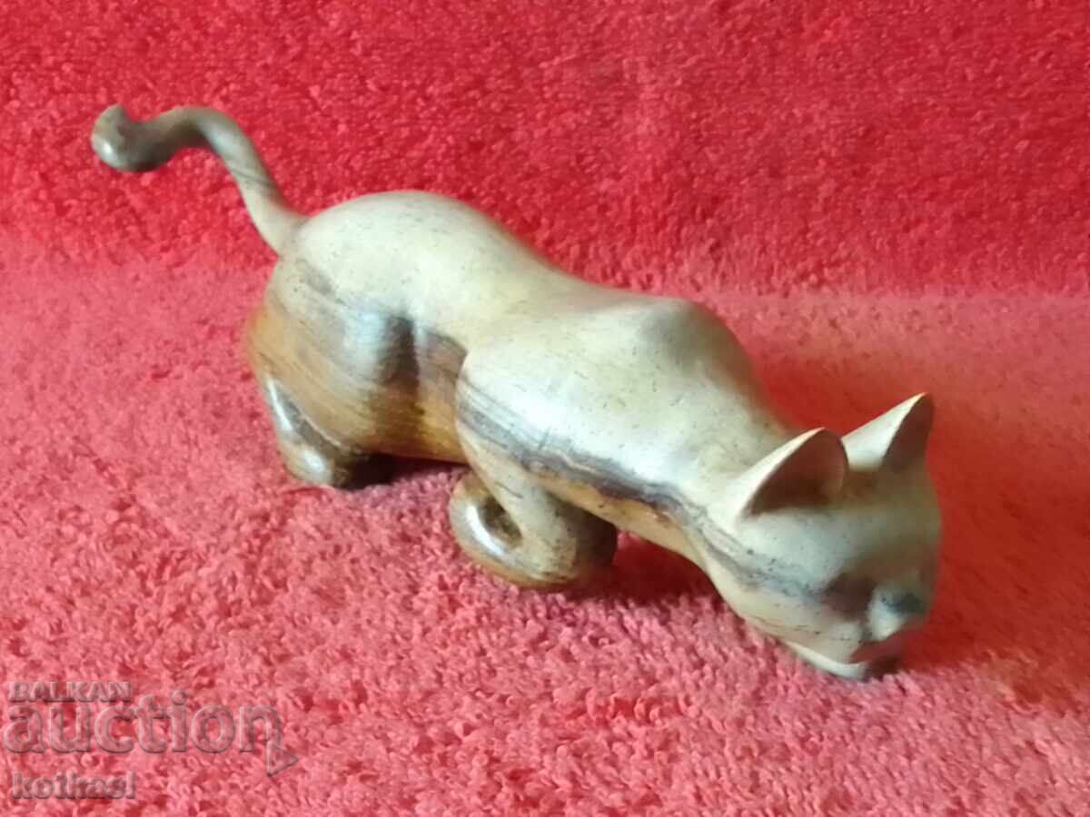 Παλιά ξυλόγλυπτη φιγούρα Γάτας που κυνηγά - 7