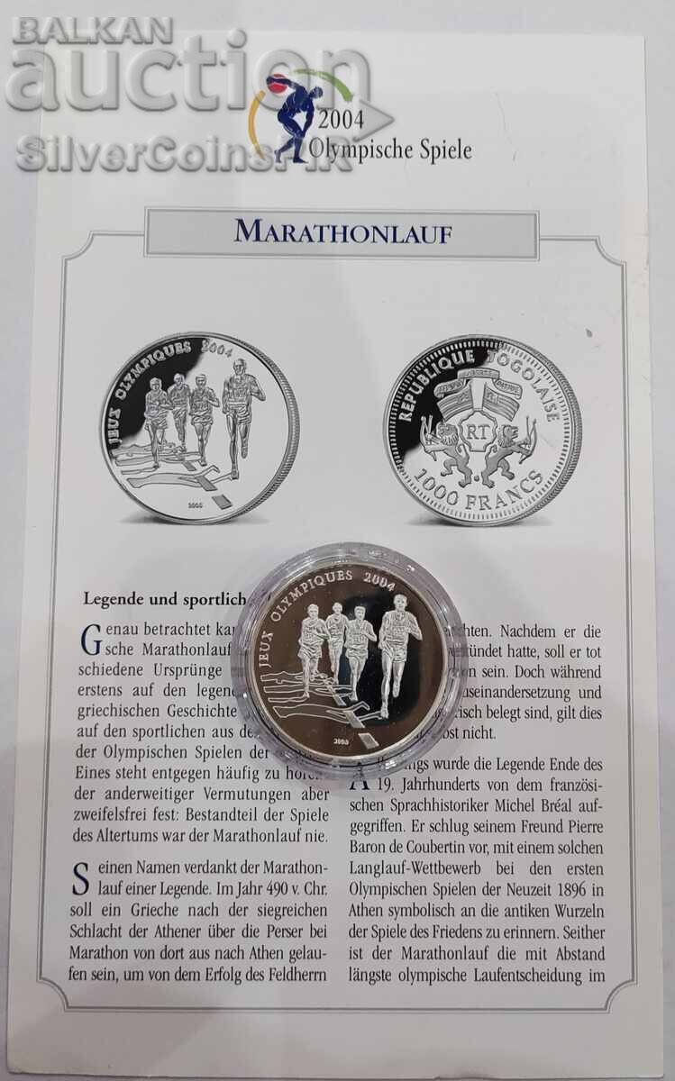 Silver 10 Francs Running 2003 Togo Olympics - 5 Silver 10 Francs Running 2003 Togo Olympics - 5