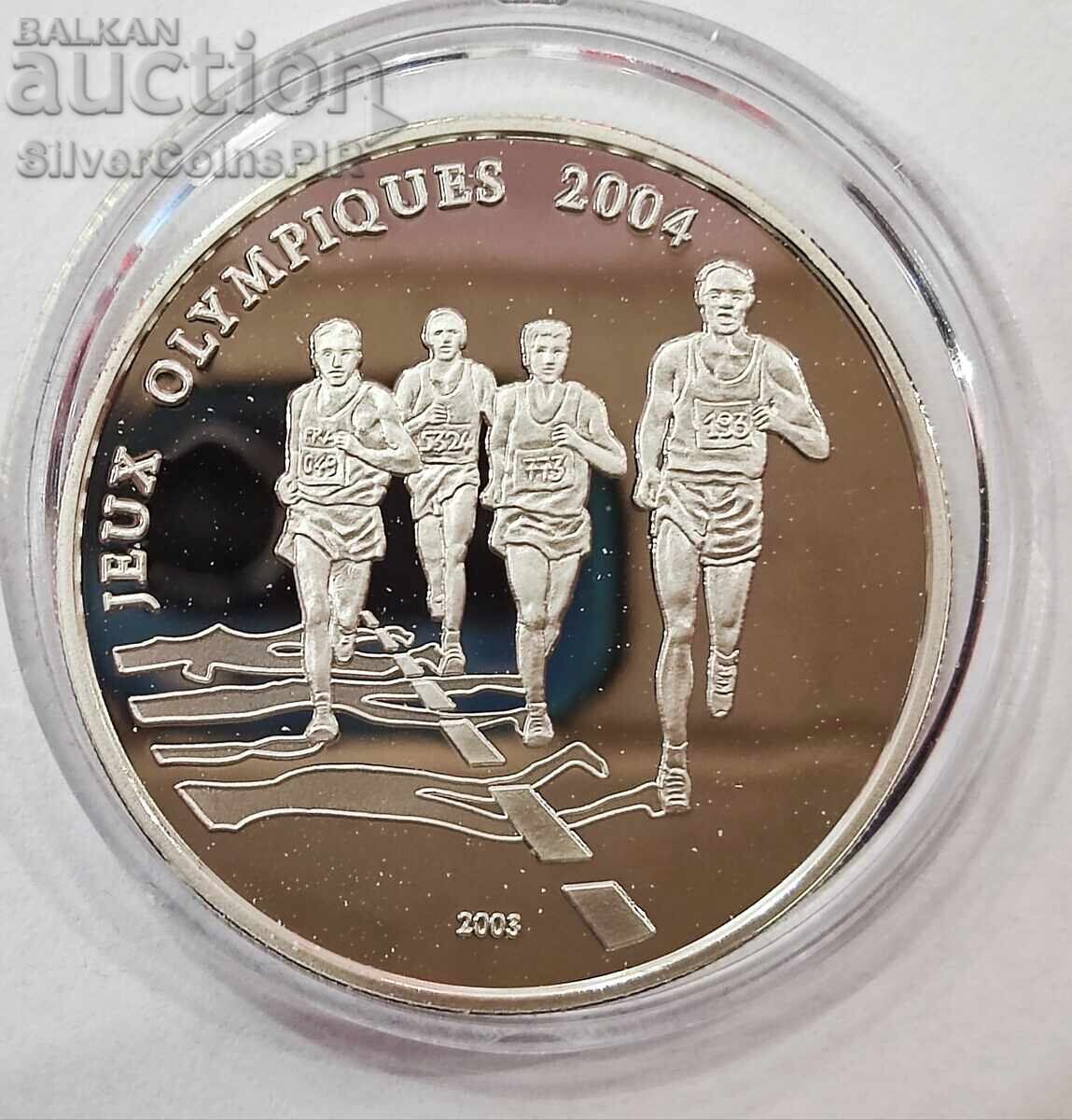 Silver 10 Francs Running 2003 Togo Olympics Silver 10 Francs Running 2003 Togo Olympics