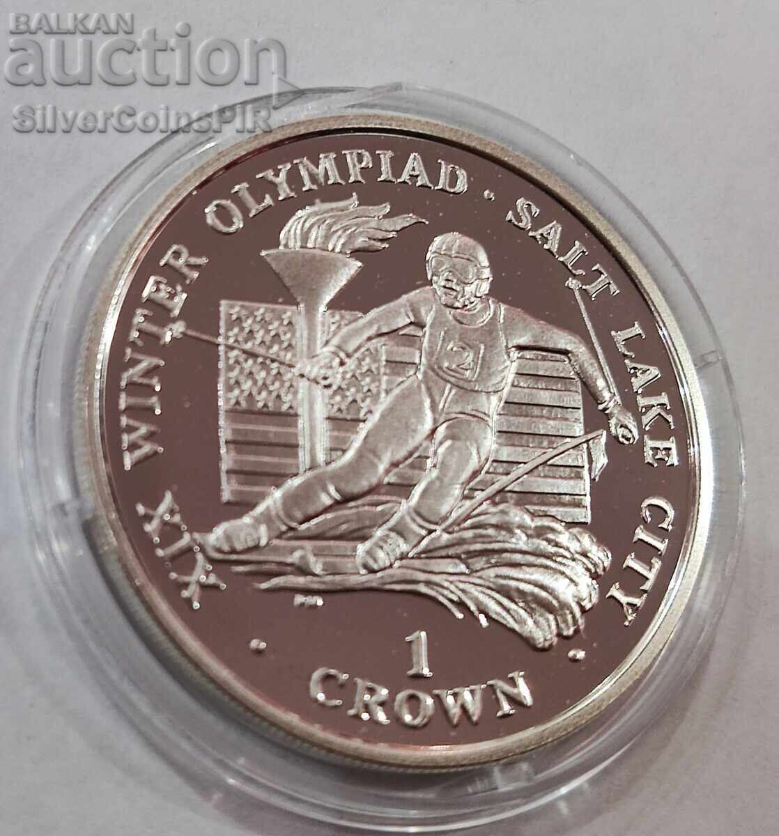 Silver 1 Crown Ski 2002 Isle of Man Olympics with price 82.00 BGN | € 41.93 Silver 1 Crown Ski 2002 Isle of Man Olympics with price 82.00 BGN | € 41.93