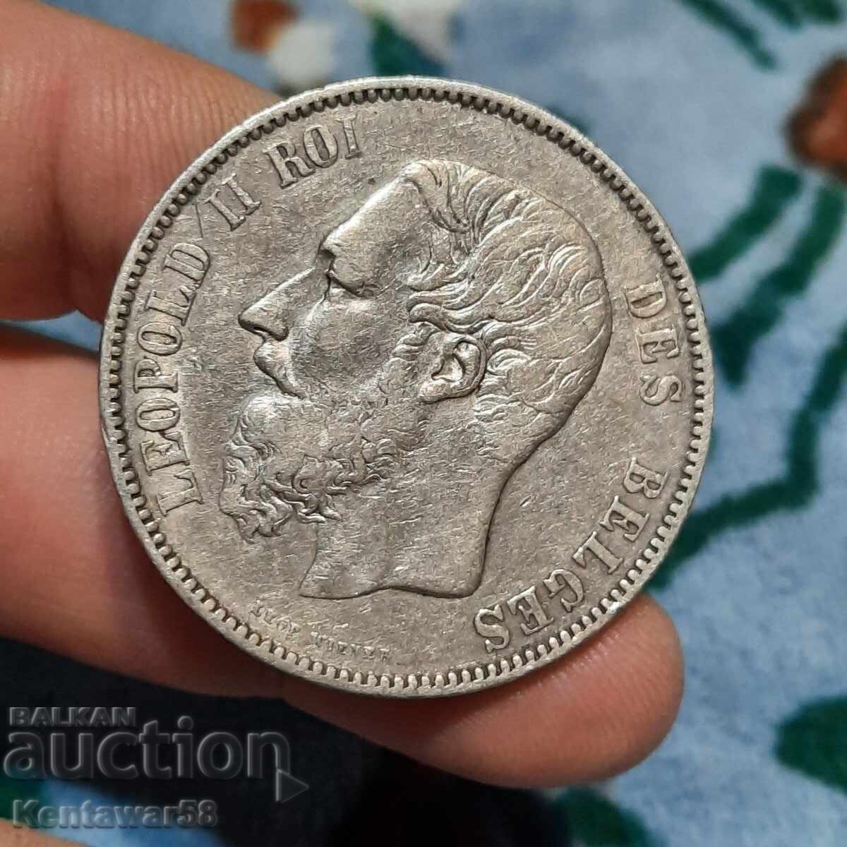 Auction Belgium 5 Francs 1875 Auction Belgium 5 Francs 1875