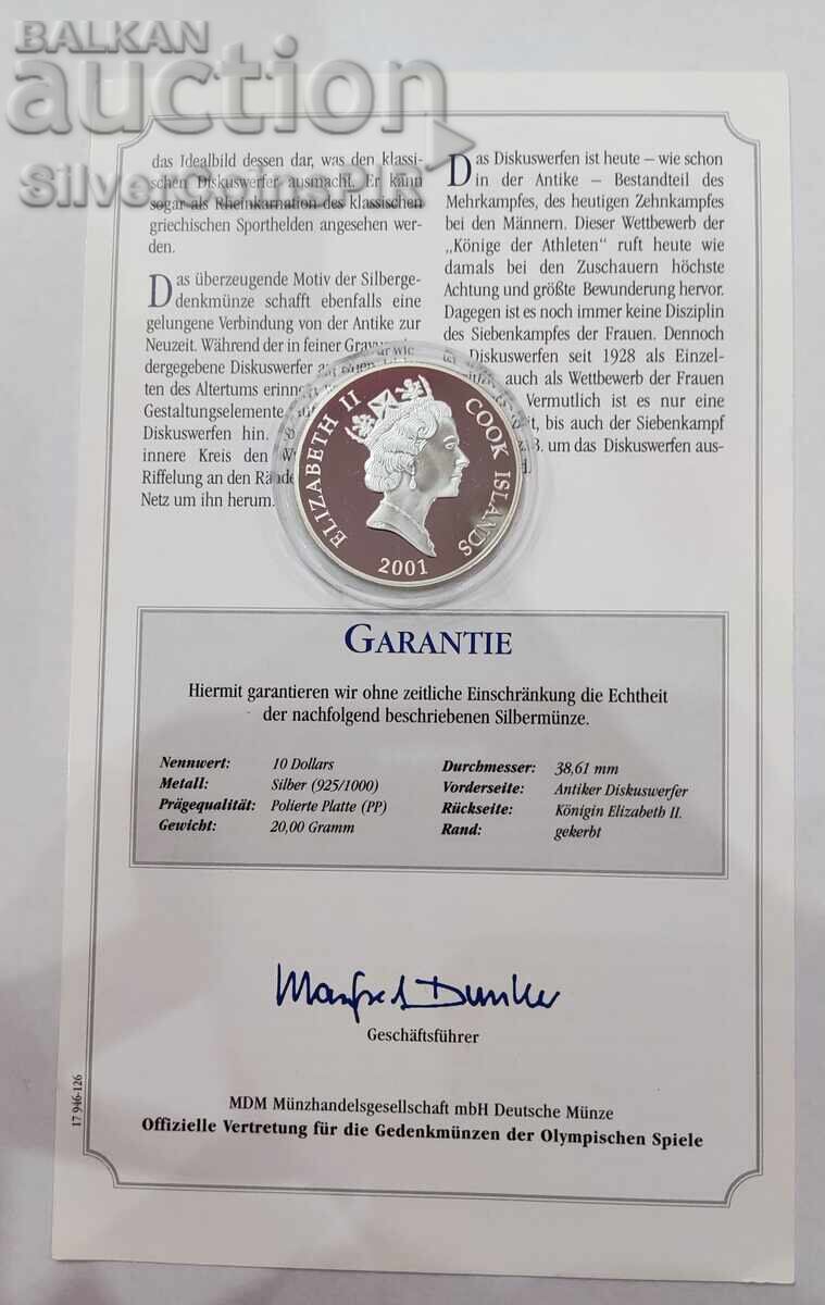 Δημοπρασία Ασημένιο 10 Δολάρια Δίσκος 2001 Νήσοι Κουκ Ολυμπιάδα Δημοπρασία Ασημένιο 10 Δολάρια Δίσκος 2001 Νήσοι Κουκ Ολυμπιάδα