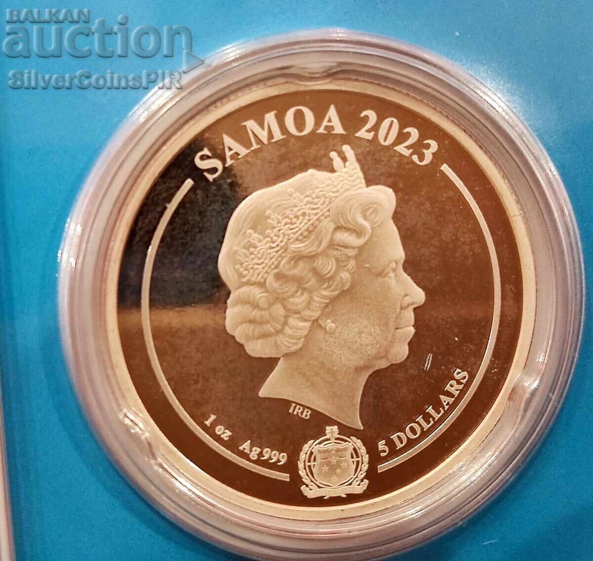 Silver 1 oz Runner 2023 Colorized Samoa 5 Dollars - 5 Silver 1 oz Runner 2023 Colorized Samoa 5 Dollars - 5