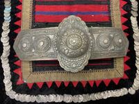 Large Revival-era silver belt buckle, chased