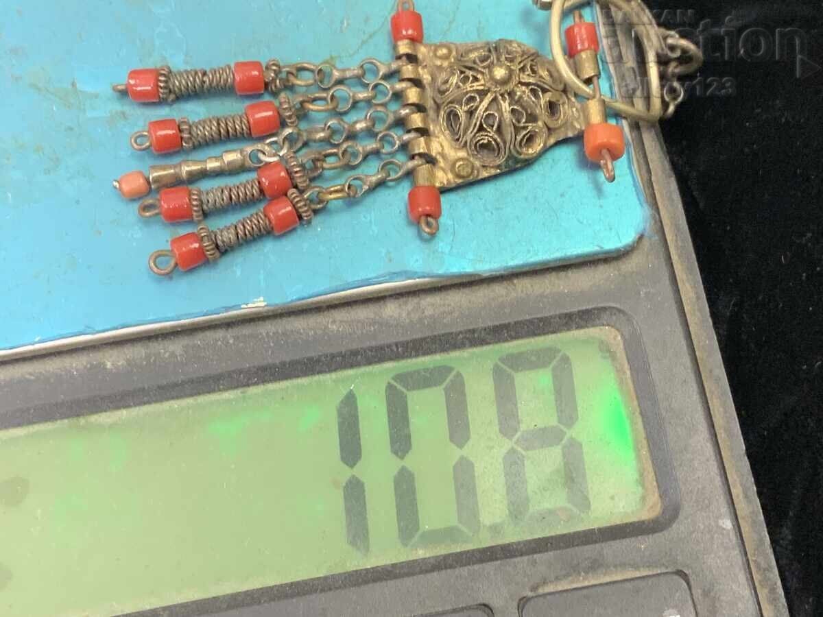 Renaissance Earring Silver Filigree Gilding Corals - 5 Renaissance Earring Silver Filigree Gilding Corals - 5