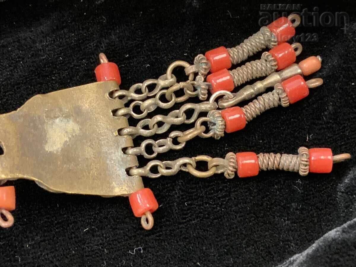 Renaissance Earring Silver Filigree Gilding Corals - 6 Renaissance Earring Silver Filigree Gilding Corals - 6