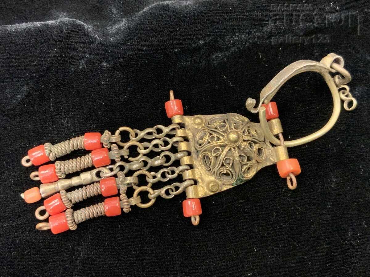 Renaissance Earring Silver Filigree Gilding Corals Renaissance Earring Silver Filigree Gilding Corals