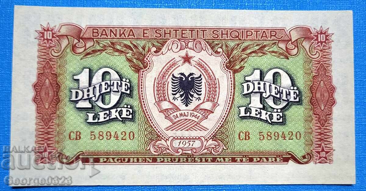 Αλβανία 1957 10 λεκ UNC Νέα