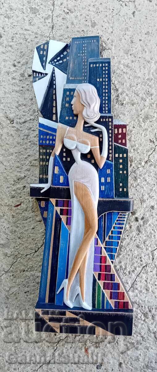 Panel. Relief. Original wood carving