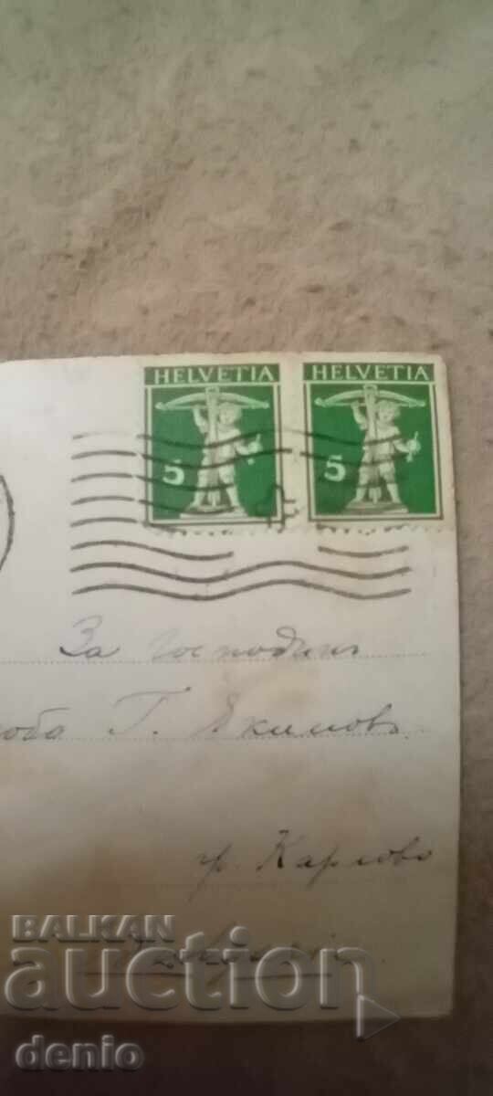 Old postcard, 1916, censorship commission, red stamp - 5