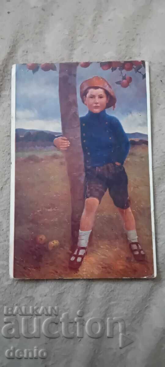 Old postcard, 1916, censorship commission, red stamp