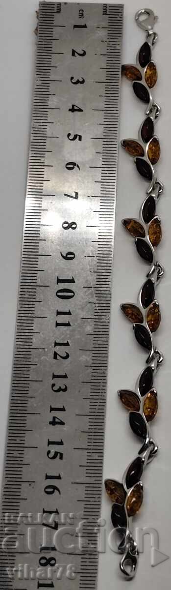 Brățară de argint cu granat și chihlimbar - 5