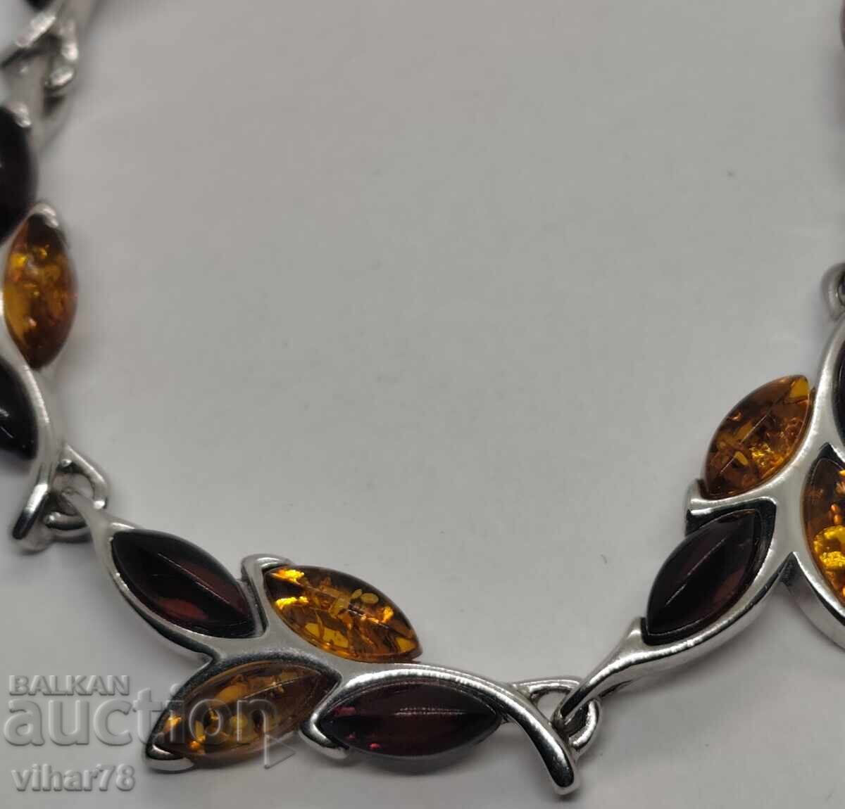 Brățară de argint cu granat și chihlimbar - 6