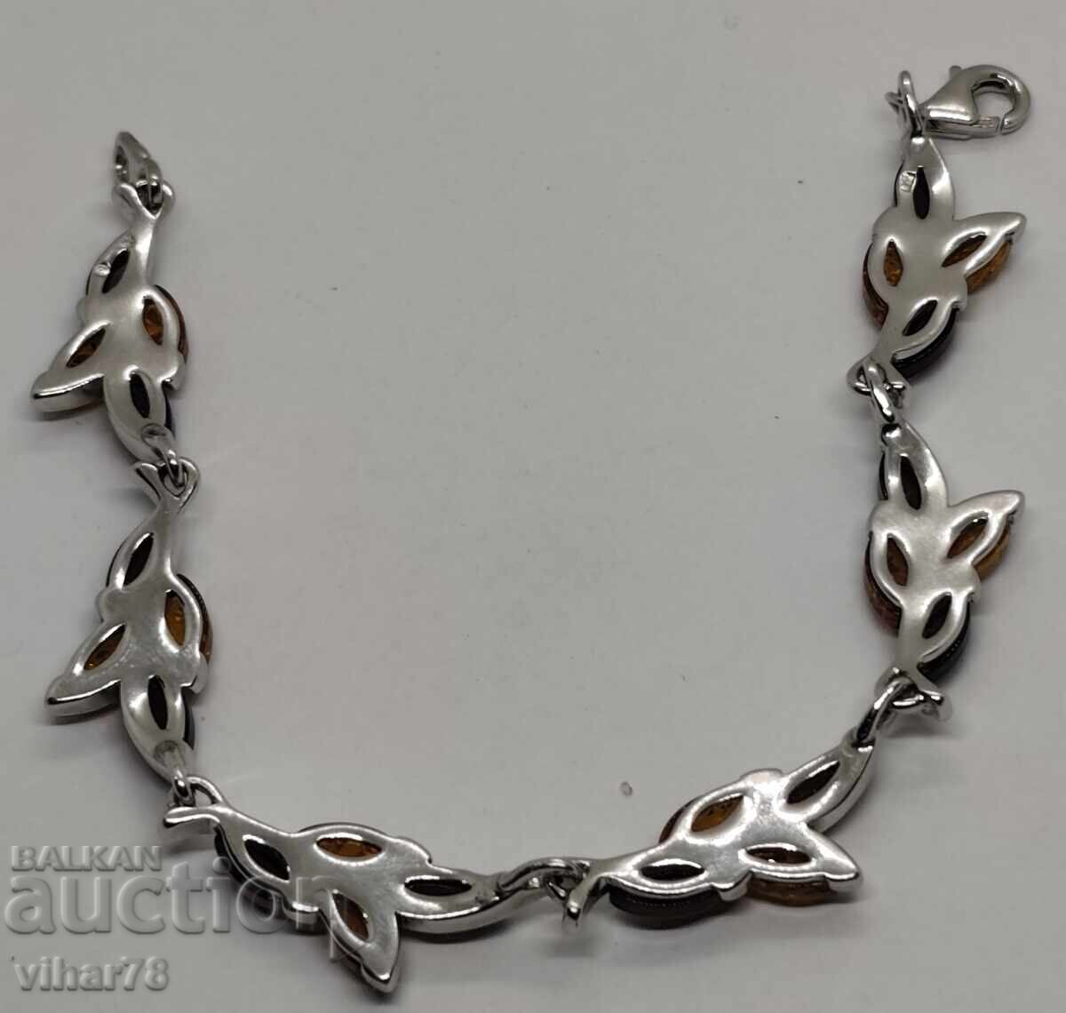 Brățară de argint cu granat și chihlimbar - 7