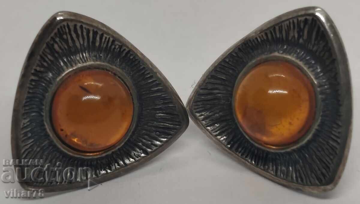 Licitație Cercei de argint cu chihlimbar