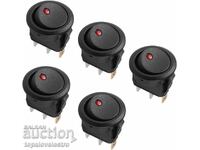 NOU! Set 5 buc. întrerupătoare basculante rotunde cu indicator LED