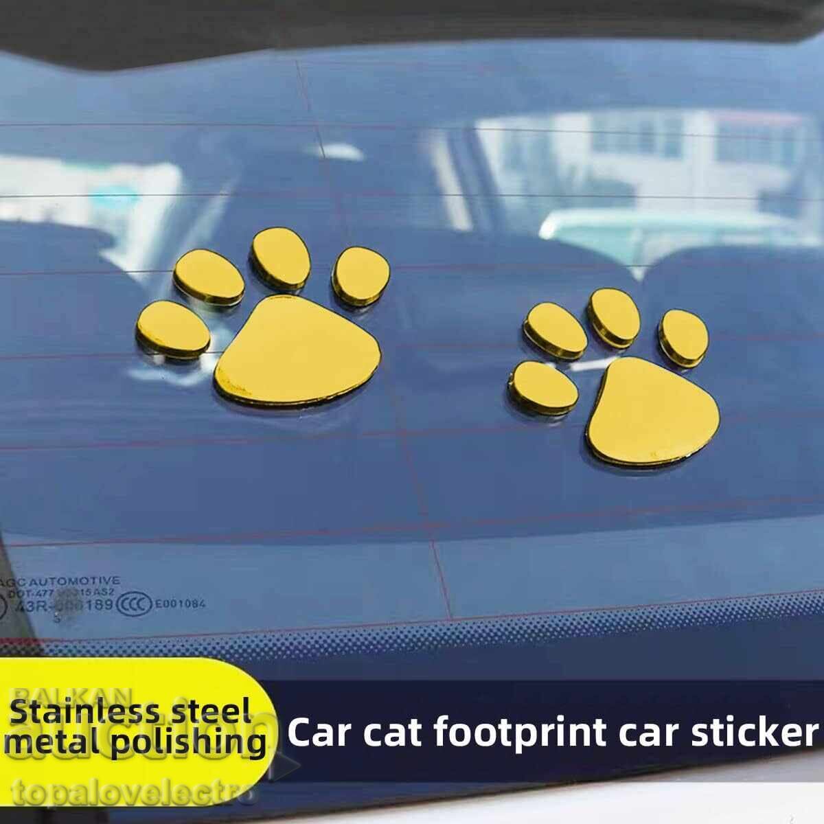 Аукцион НОВИ! 3D стикери лапички за автомобил – златни, 6 броя