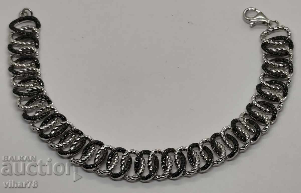 Доставка на сребърна гривна с Черни диаманти Доставка на сребърна гривна с Черни диаманти