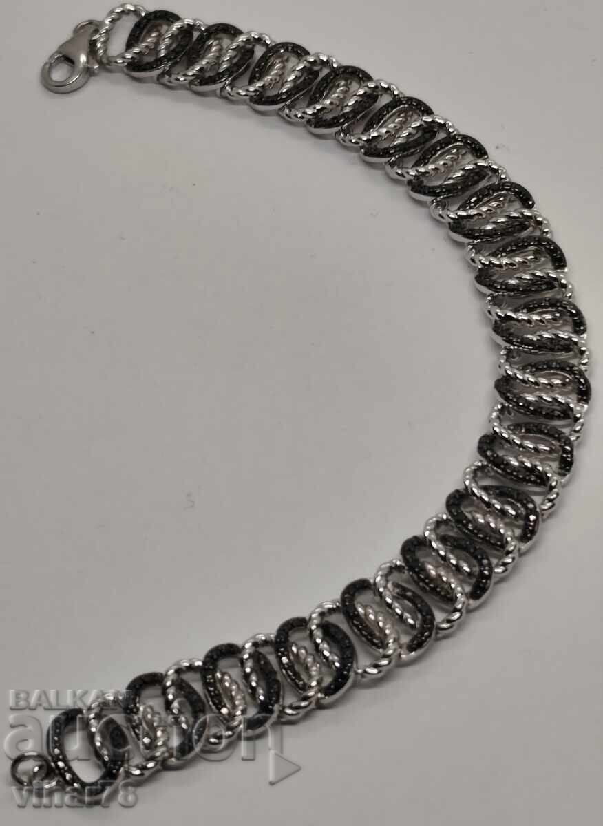 сребърна гривна с Черни диаманти - 5 сребърна гривна с Черни диаманти - 5