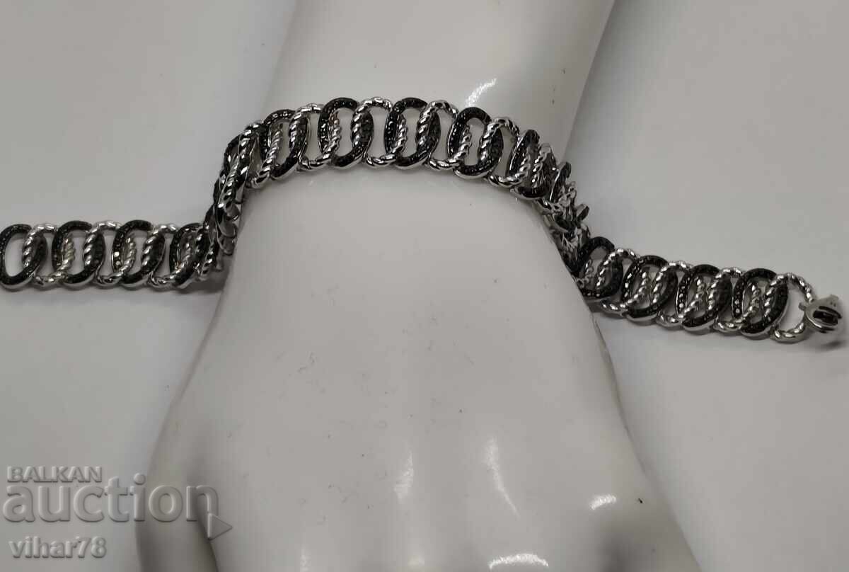 сребърна гривна с Черни диаманти - 6 сребърна гривна с Черни диаманти - 6