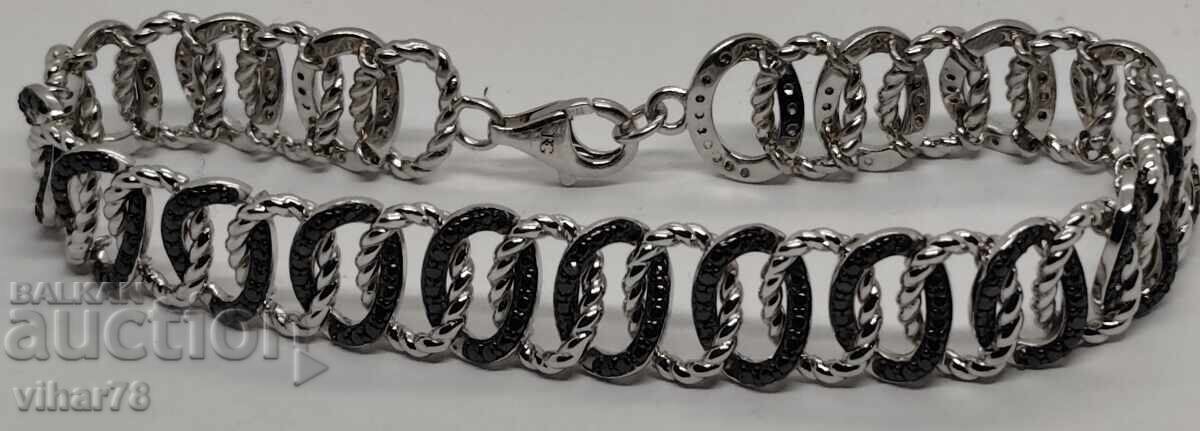 сребърна гривна с Черни диаманти сребърна гривна с Черни диаманти