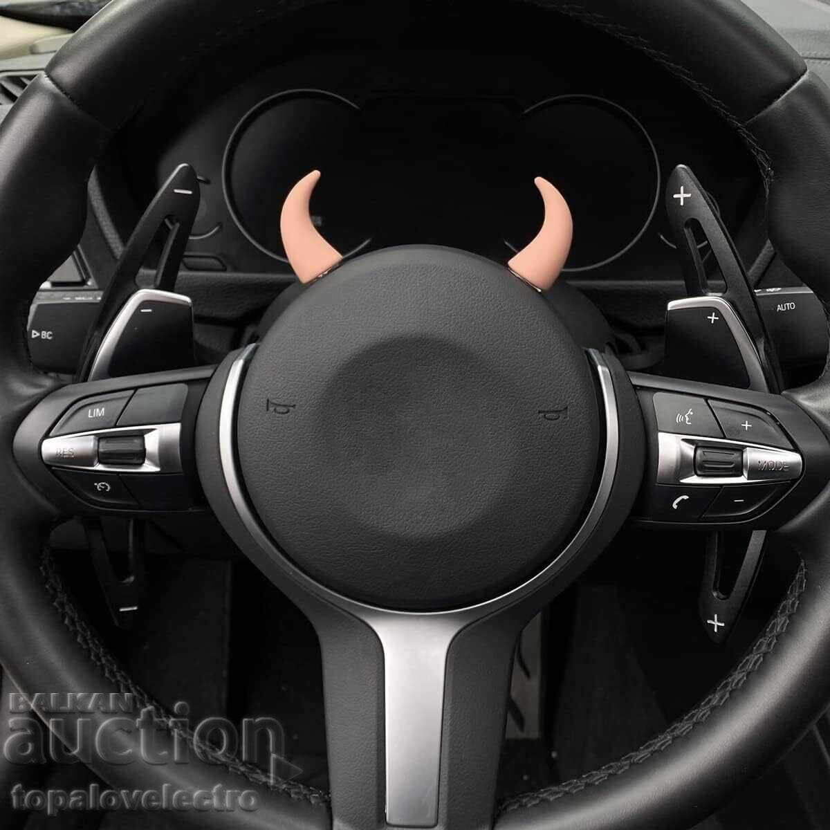 NEW! 3D Stickers "Devil Horns" for Car - Pink, 2 pcs - 5