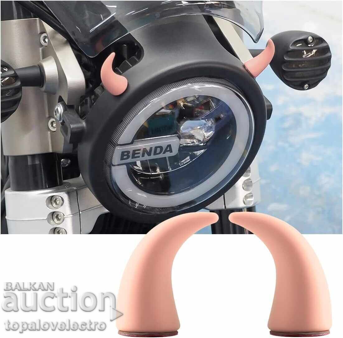 НОВИ! 3D стикери „Дяволски рогца“ за автомобил – розови, 2 б