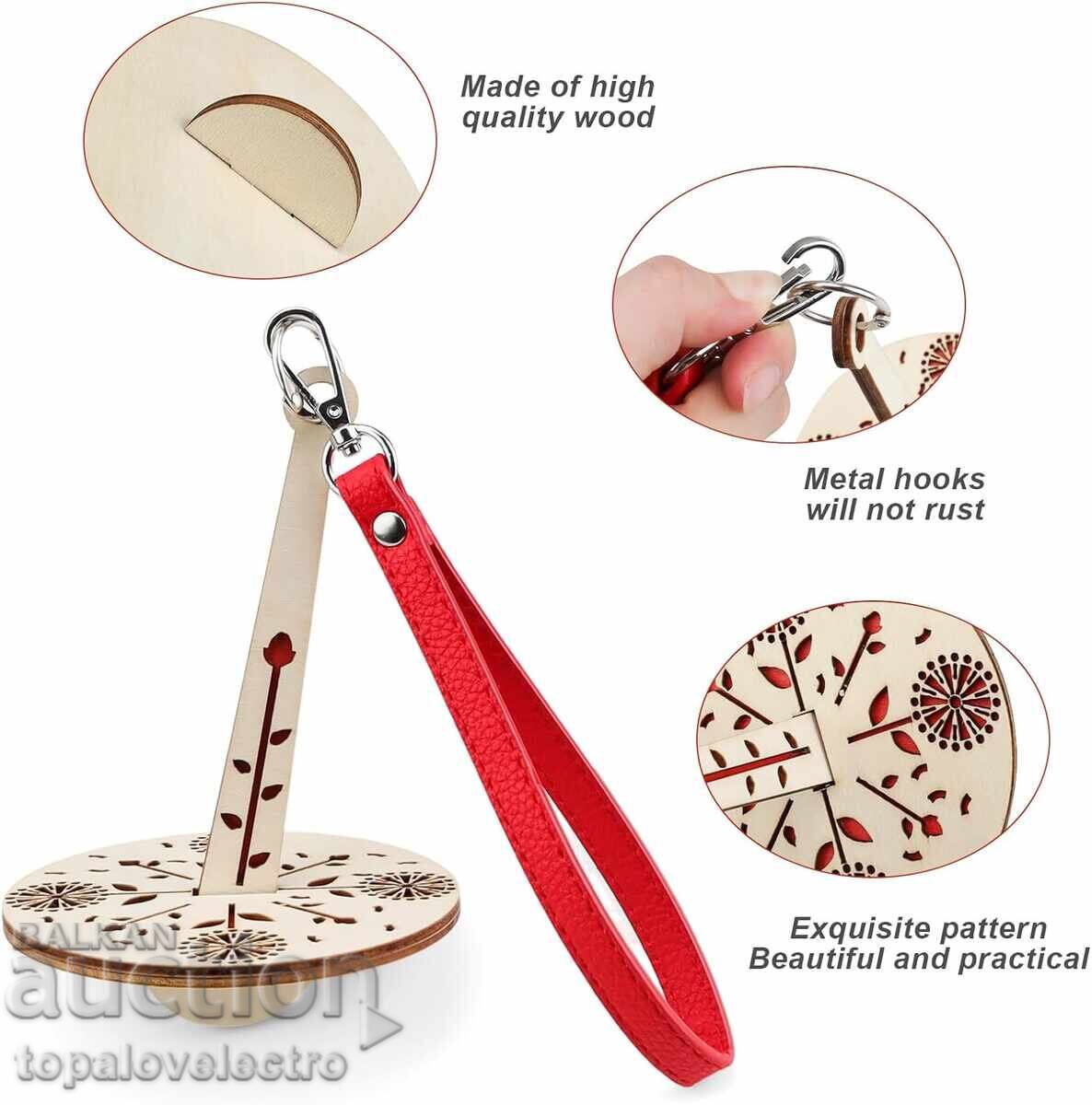 Παράδοση ΝΕΟ! Ξύλινος κρίκος για νήματα, για τον καρπό - 10 εκ., περιστρεφόμενος