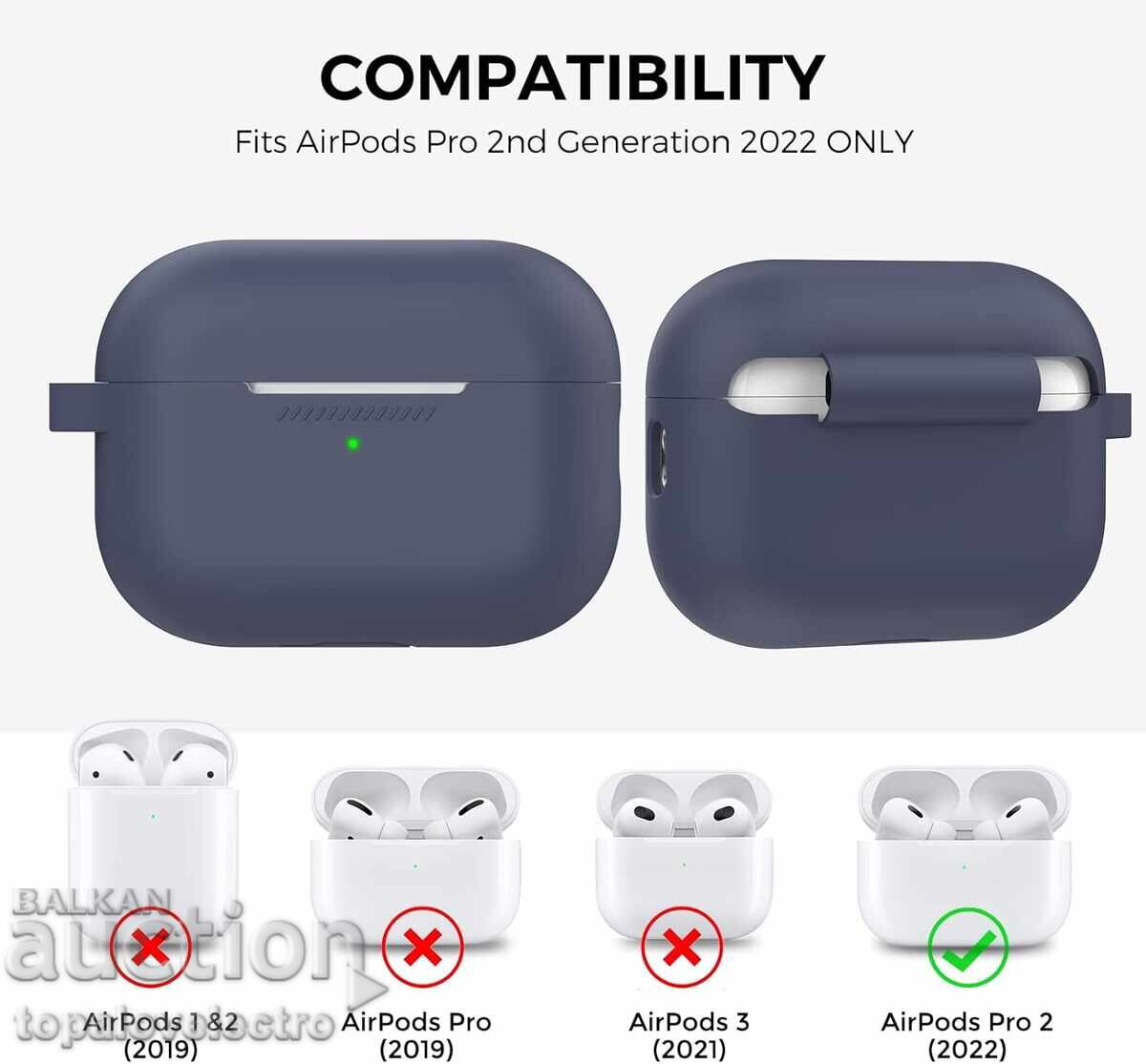 NOU! Husă silicon pentru AirPods Pro 2 cu indicator LED și carabină cu preț 7.00 BGN | € 3.58 NOU! Husă silicon pentru AirPods Pro 2 cu indicator LED și carabină cu preț 7.00 BGN | € 3.58
