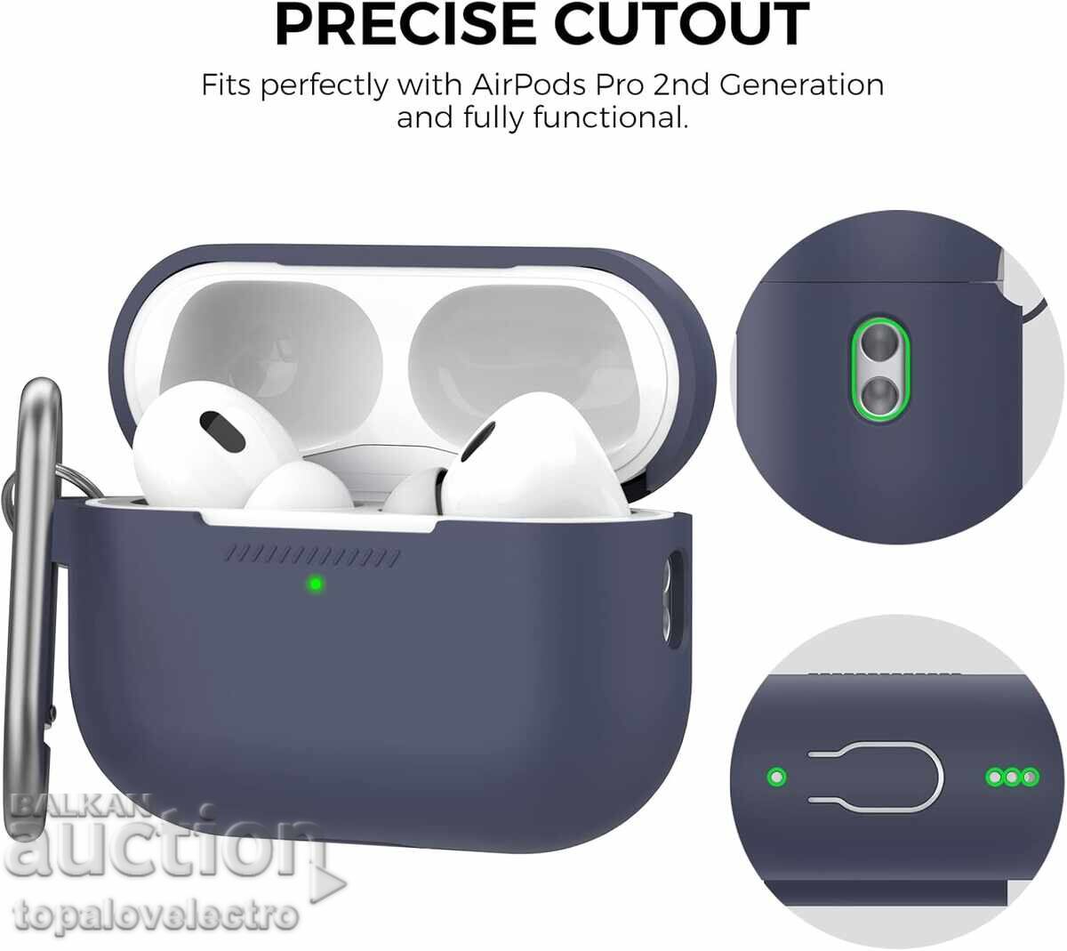 Livrarea NOU! Husă silicon pentru AirPods Pro 2 cu indicator LED și carabină Livrarea NOU! Husă silicon pentru AirPods Pro 2 cu indicator LED și carabină