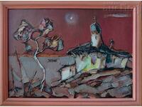 Painting, landscape, church, sea, artist N. Hanzarov, 1999