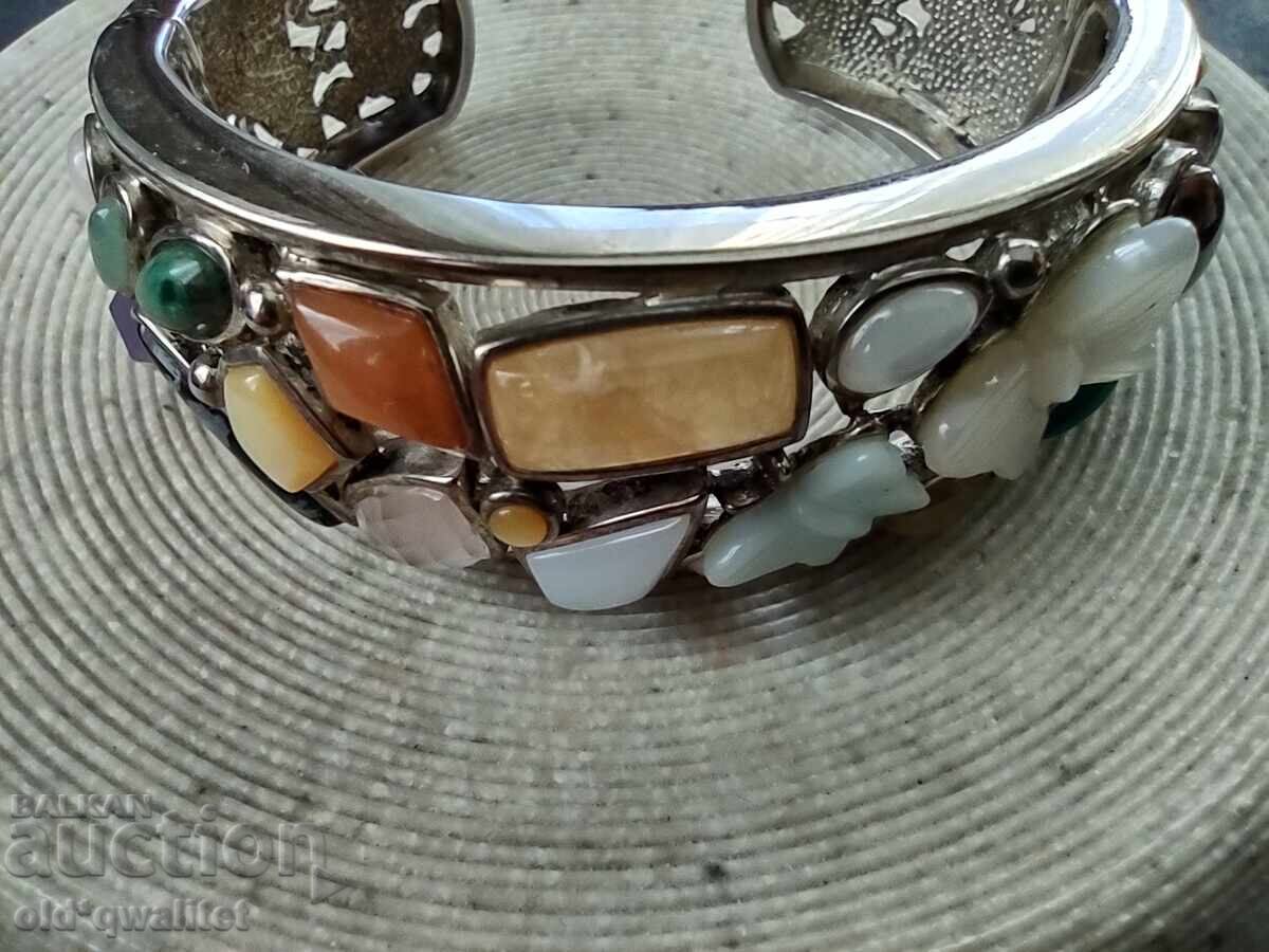 Аукцион Широка СРЕБЪРНА ГРИВНА, камъни, СРЕБРО 925 Аукцион Широка СРЕБЪРНА ГРИВНА, камъни, СРЕБРО 925