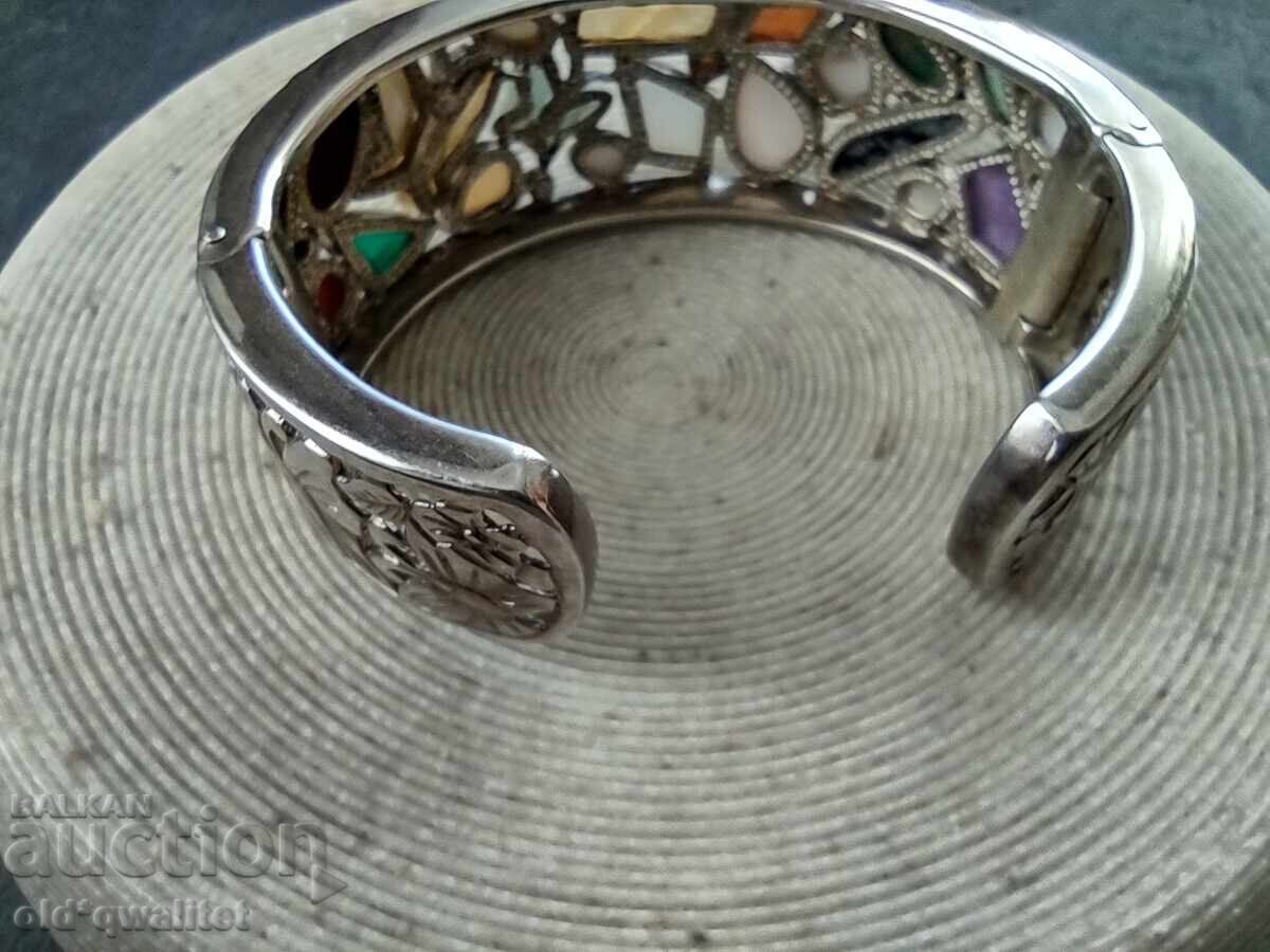 Широка СРЕБЪРНА ГРИВНА, камъни, СРЕБРО 925 - 5 Широка СРЕБЪРНА ГРИВНА, камъни, СРЕБРО 925 - 5