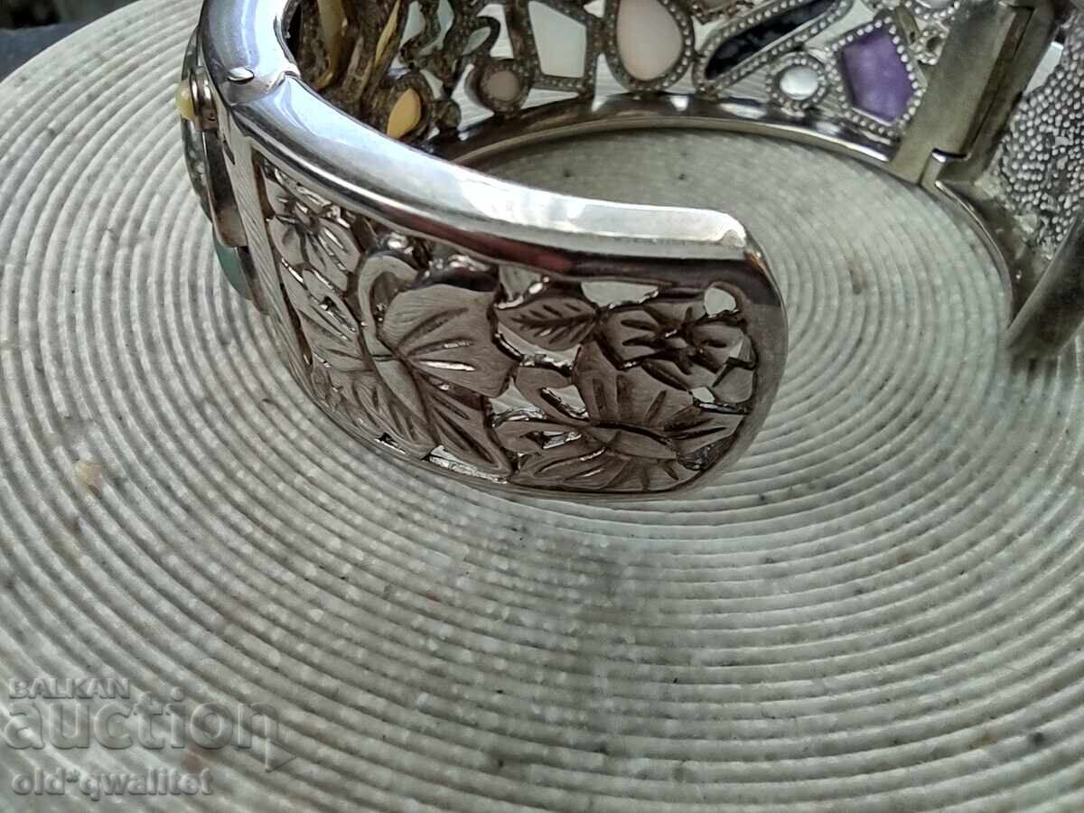 Широка СРЕБЪРНА ГРИВНА, камъни, СРЕБРО 925 - 6 Широка СРЕБЪРНА ГРИВНА, камъни, СРЕБРО 925 - 6