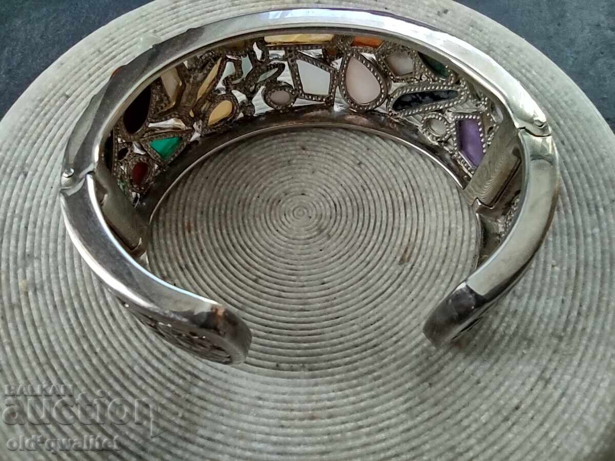 Широка СРЕБЪРНА ГРИВНА, камъни, СРЕБРО 925 - 7 Широка СРЕБЪРНА ГРИВНА, камъни, СРЕБРО 925 - 7