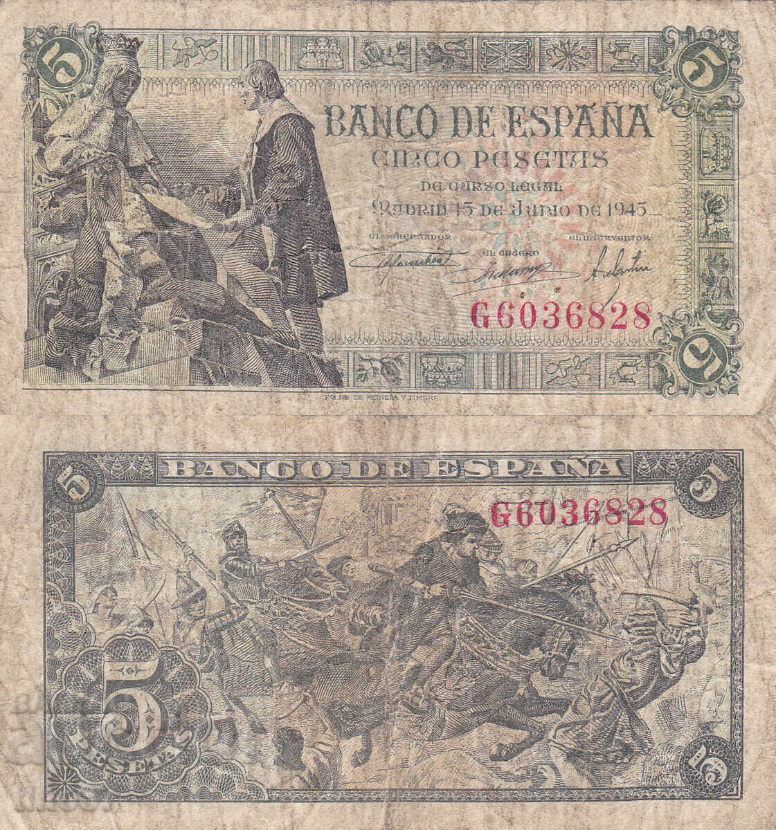 tino37- ΙΣΠΑΝΙΑ - 5 ΠΕΣΕΤΕΣ - 1945 - F tino37- ΙΣΠΑΝΙΑ - 5 ΠΕΣΕΤΕΣ - 1945 - F