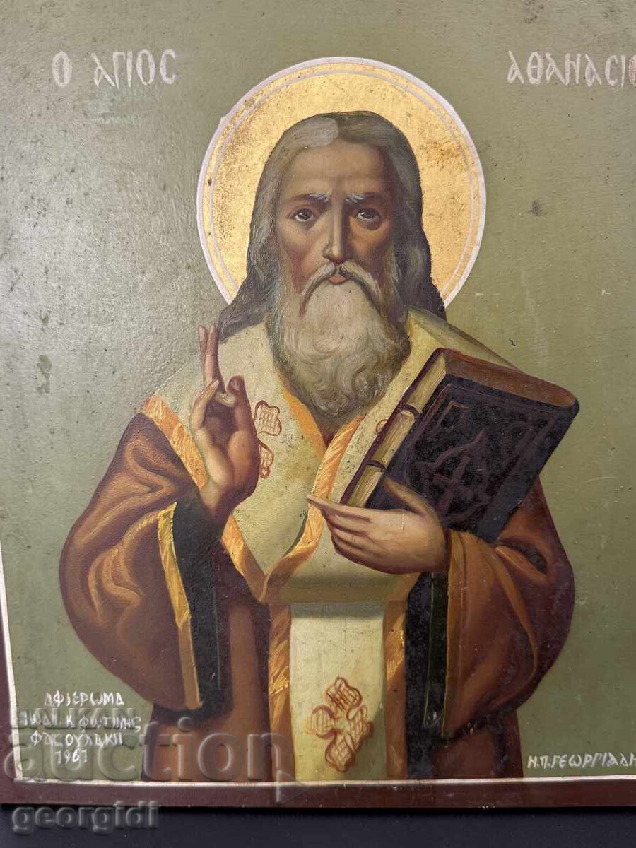 Hand-painted Greek icon - Saint Athanasius the Great. №7545 with price 160.00 BGN | € 81.81 Hand-painted Greek icon - Saint Athanasius the Great. №7545 with price 160.00 BGN | € 81.81