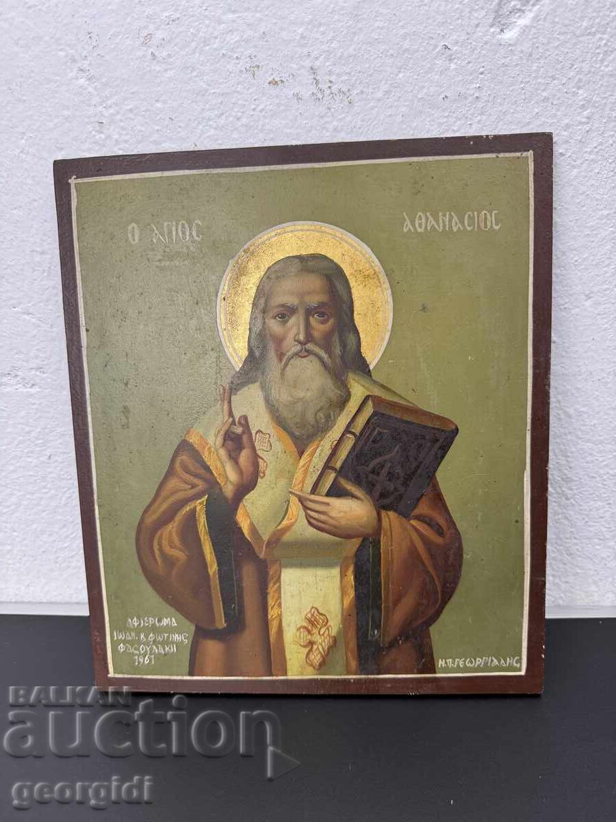 Hand-painted Greek icon - Saint Athanasius the Great. №7545 Hand-painted Greek icon - Saint Athanasius the Great. №7545