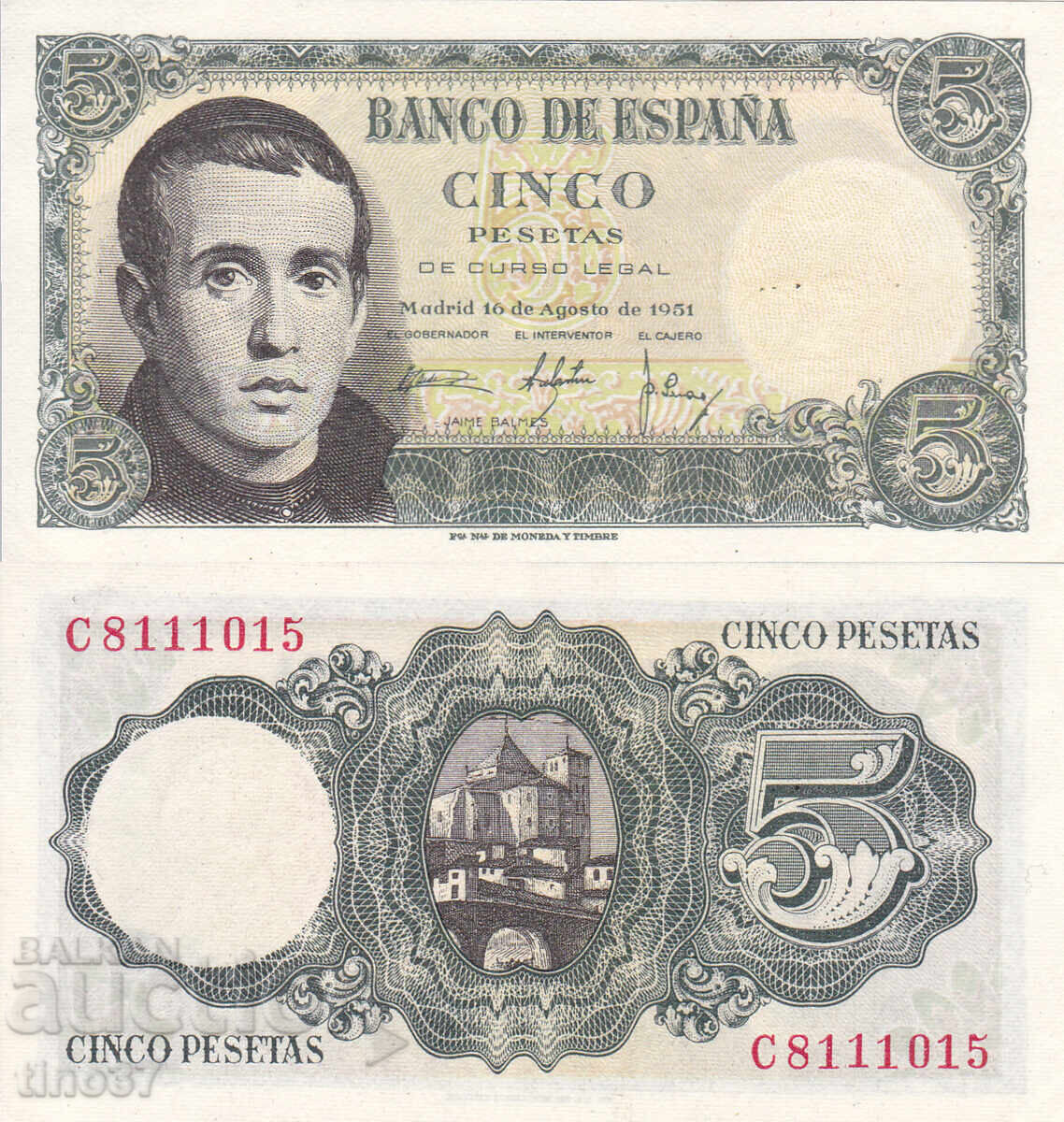 tino37 - SPAIN - 5 PESETAS - 1951 - XF tino37 - SPAIN - 5 PESETAS - 1951 - XF