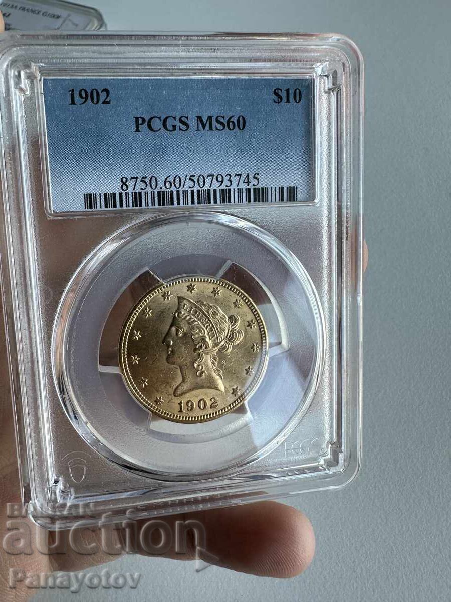 10 Dollar Liberty Head MS 60 NGC PCGS Gold US Gold Coin with price 3995.00 BGN | € 2042.61