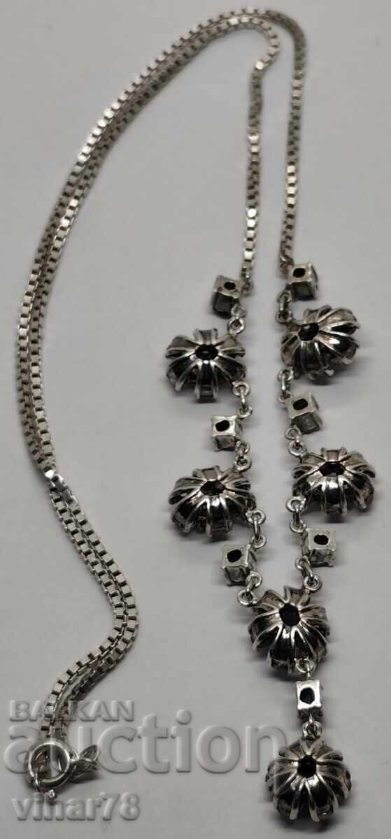 Colier din argint cu safir și diamante - 5