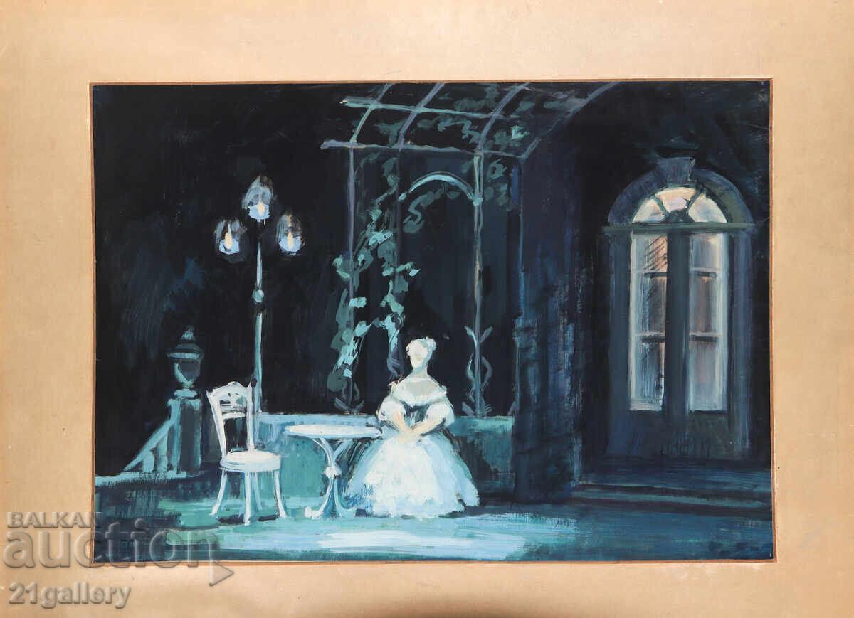 Old large painting, tempera paints, interior with price 500.00 BGN | € 255.65