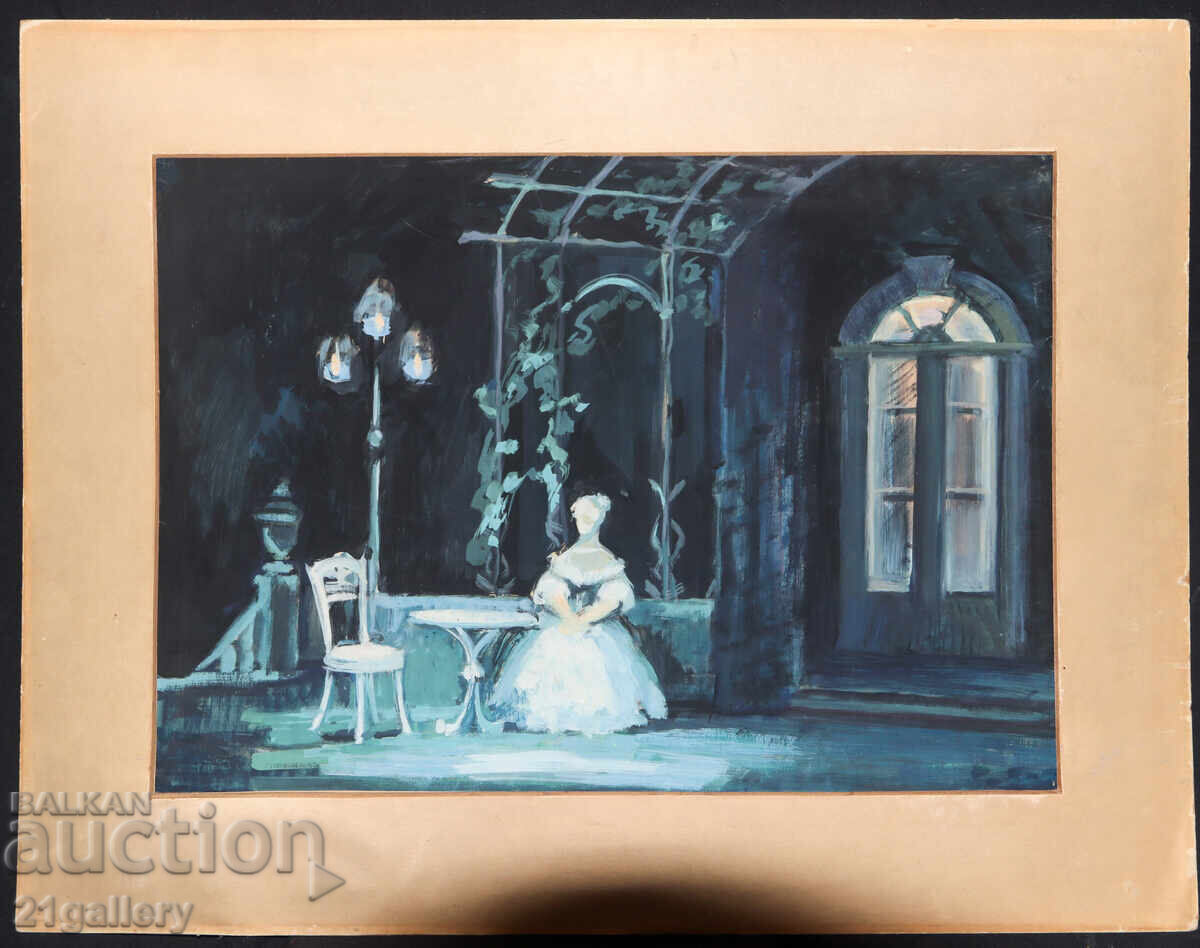 Auction  Old large painting, tempera paints, interior