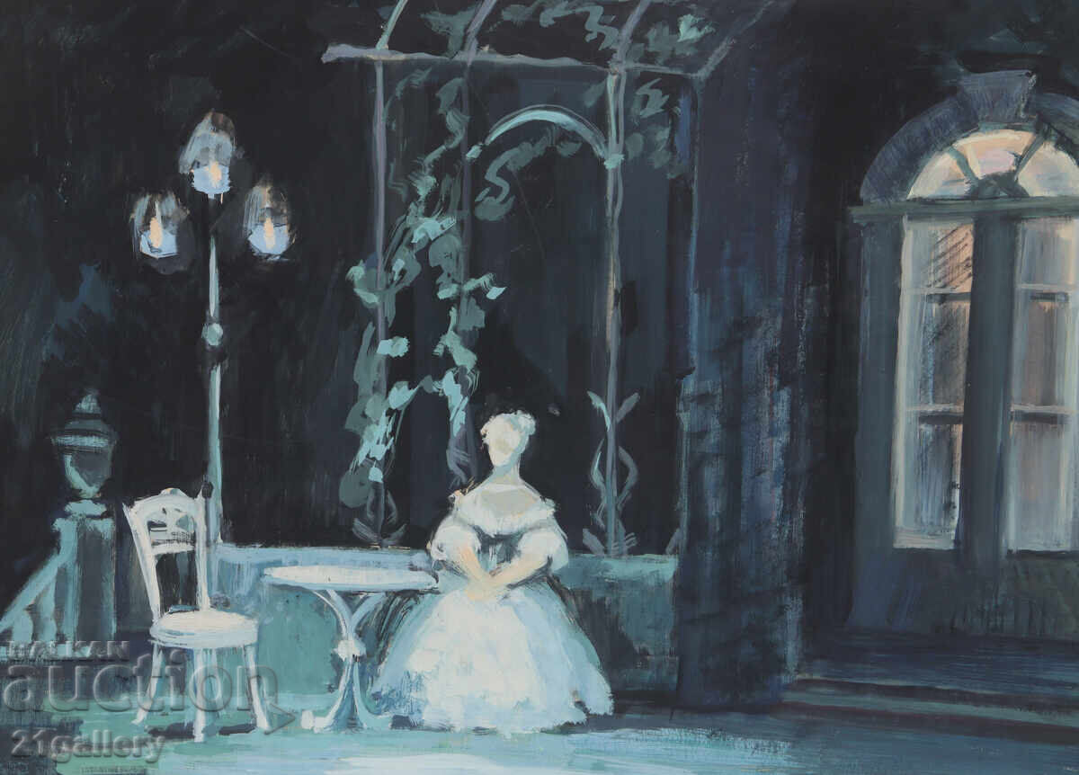 Old large painting, tempera paints, interior - 5