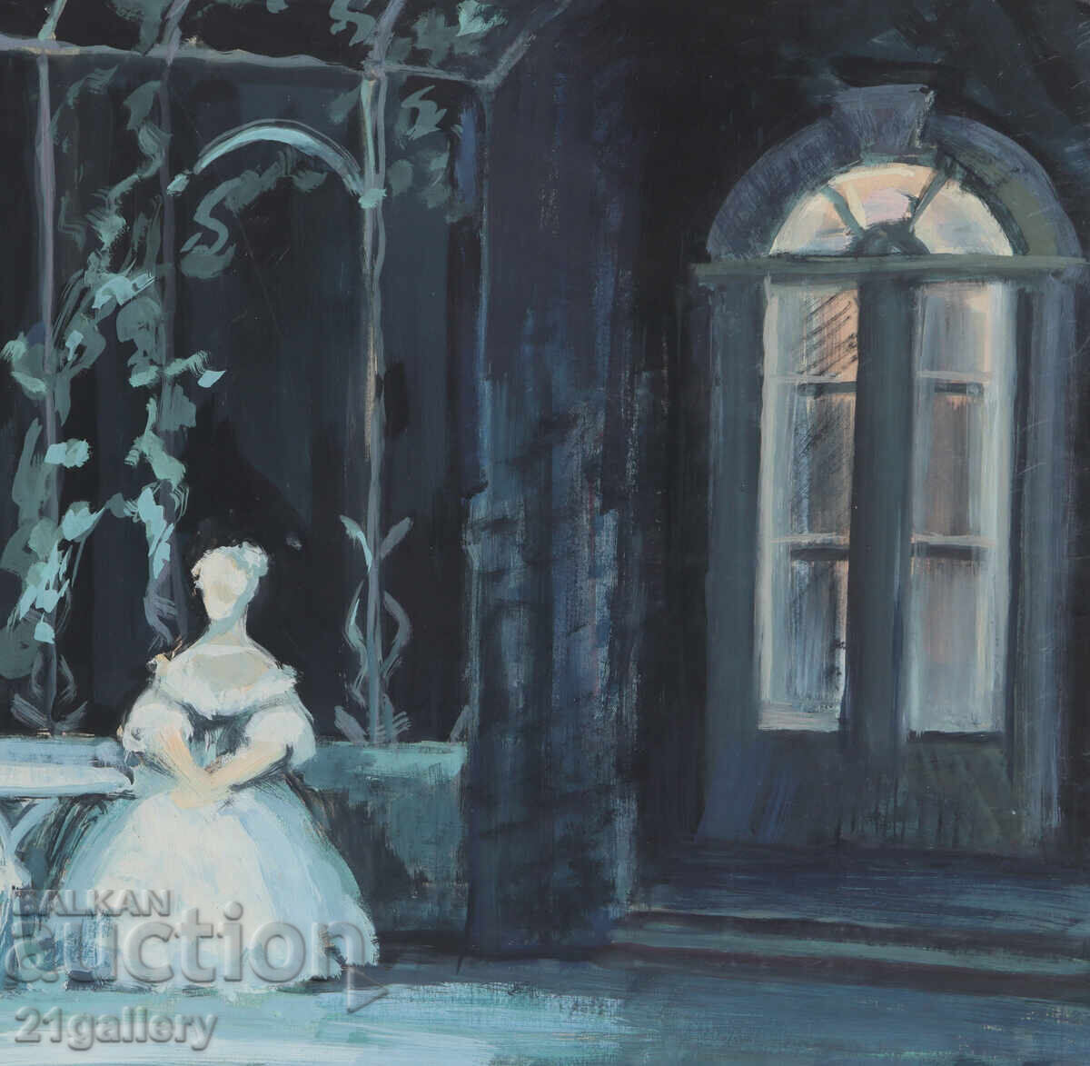 Old large painting, tempera paints, interior - 6